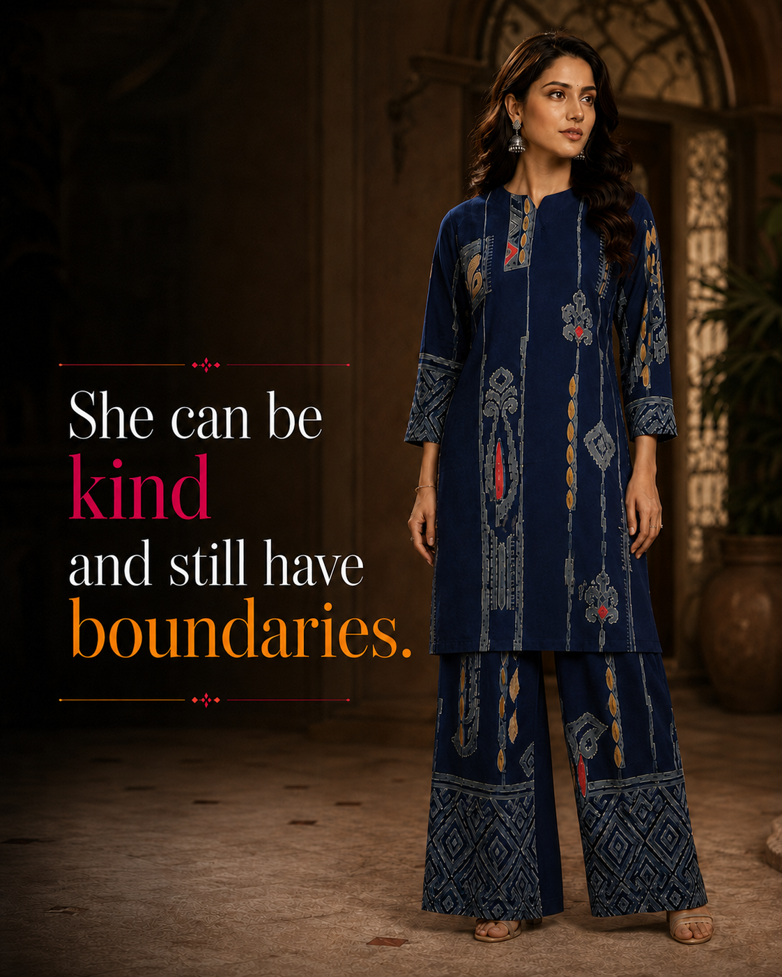 She can be kind and still have boundaries — UgraShe indigo co-ord set